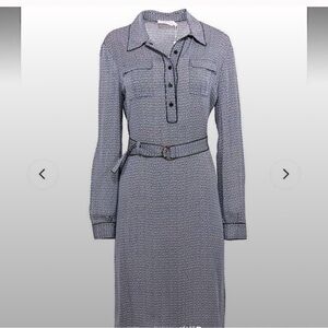 Tory Burch 100% silk Navy and White Patterned Dress with mild stretch